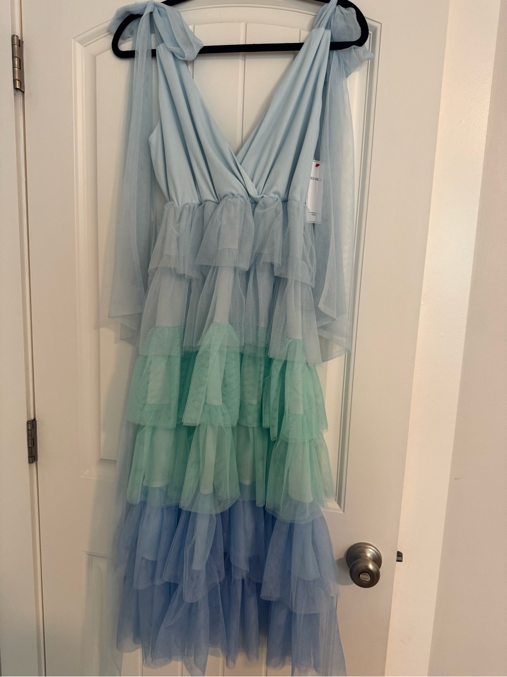 Layered Tulle Ombre Dress - Light Blue & Mint